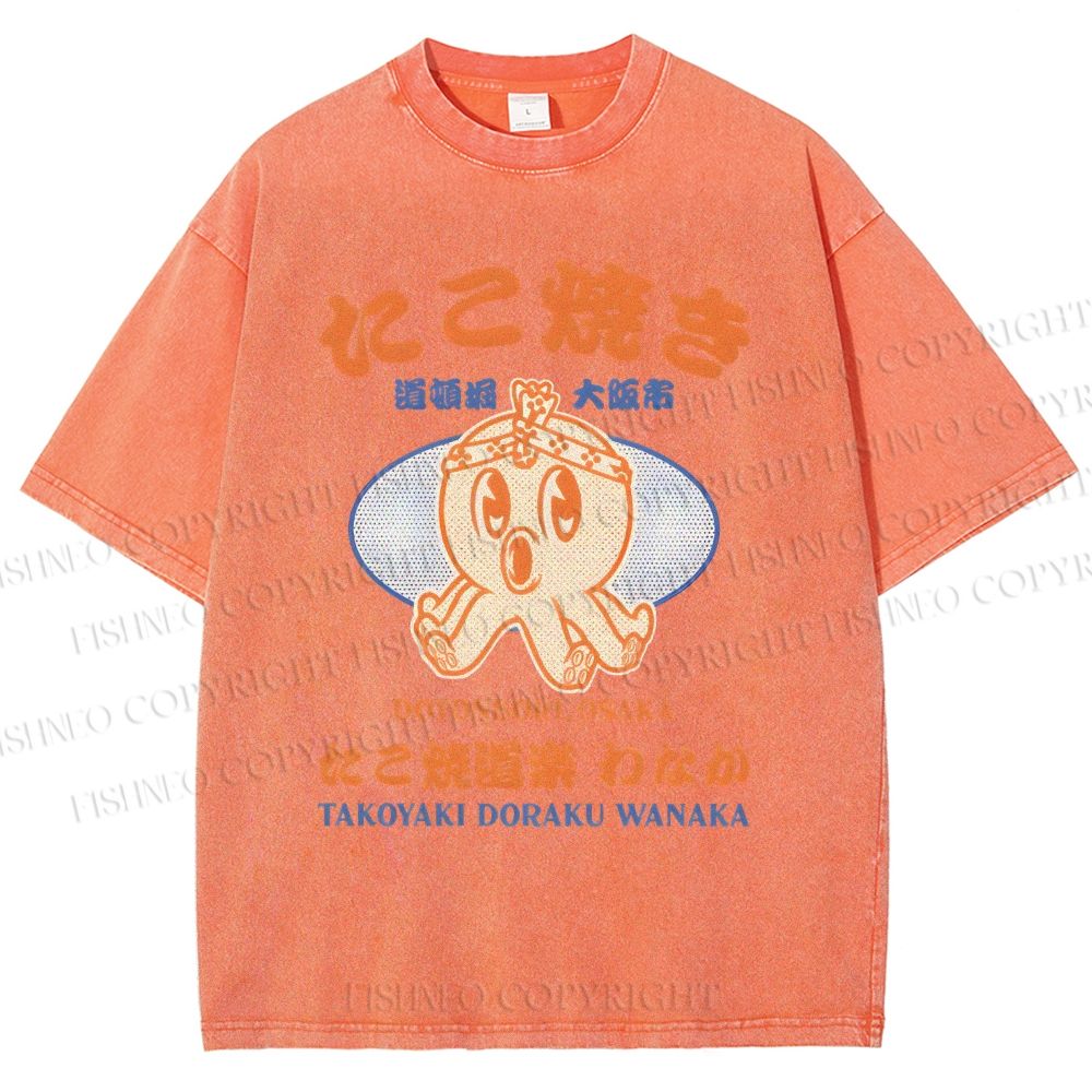 Unisex Osaka Octopus Printed Washed Tee