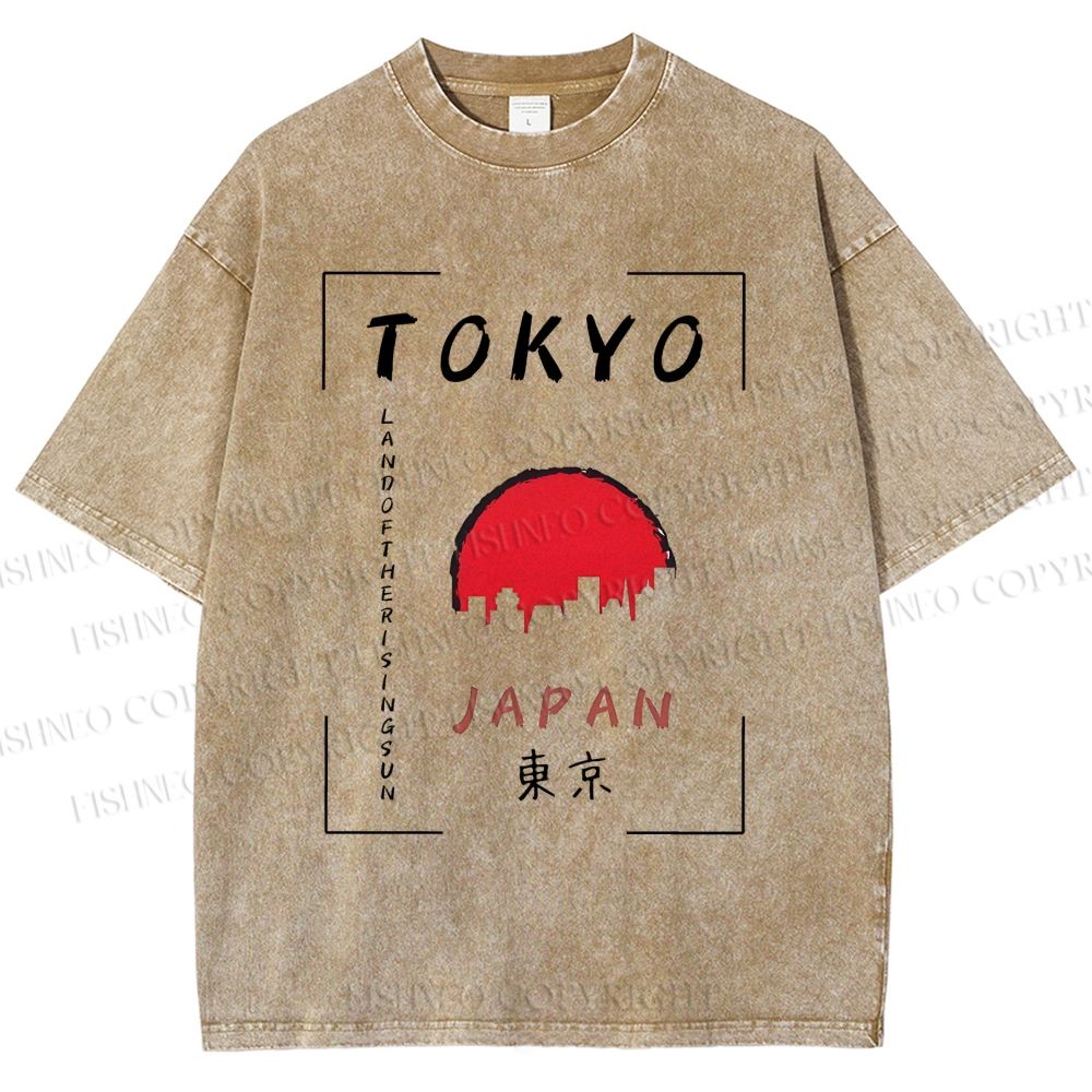 Unisex Tokyo Printed Washed Tee