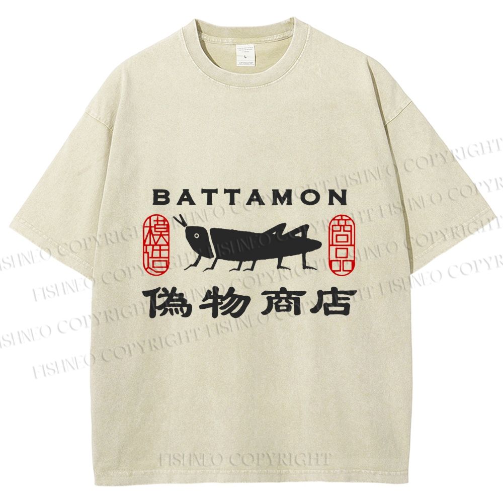 Unisex Vintage Japanese Bug Store Printed Washed Tee