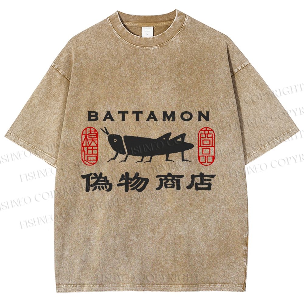 Unisex Vintage Japanese Bug Store Printed Washed Tee