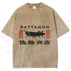 Unisex Vintage Japanese Bug Store Printed Washed Tee
