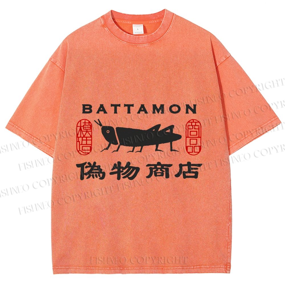 Unisex Vintage Japanese Bug Store Printed Washed Tee