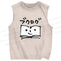 Unisex Book Printed Washed Tank Top