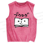 Unisex Book Printed Washed Tank Top
