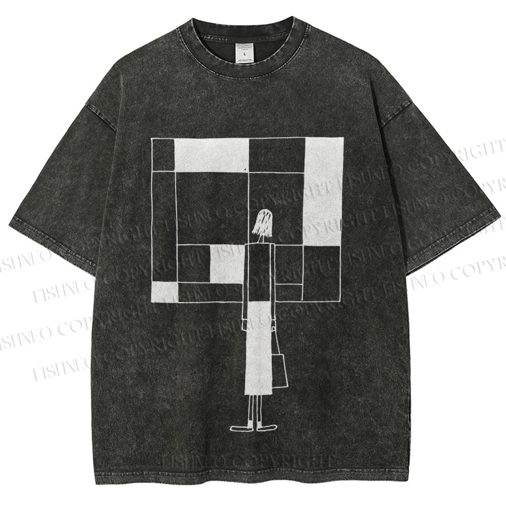 Unisex Funny painting Printed Washed Tee