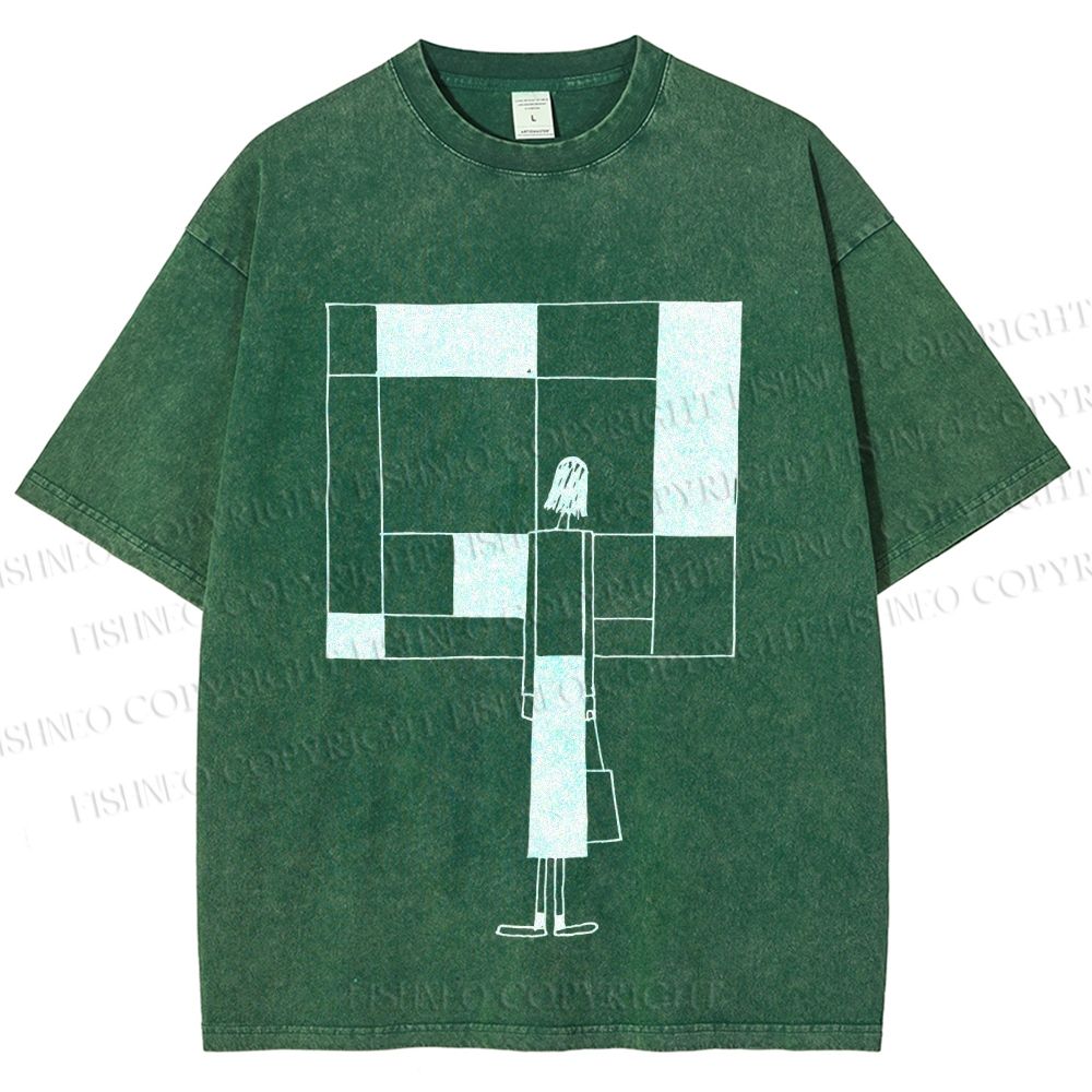 Unisex Funny painting Printed Washed Tee