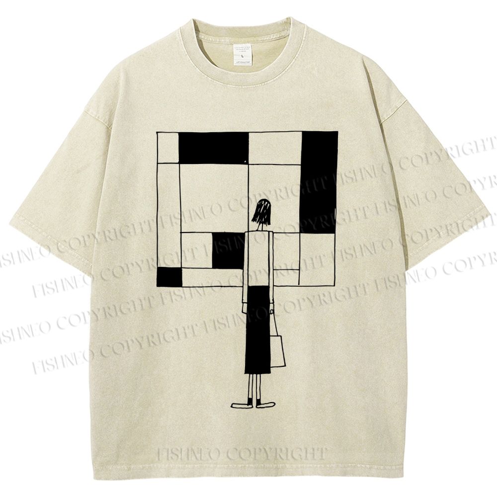 Unisex Funny painting Printed Washed Tee
