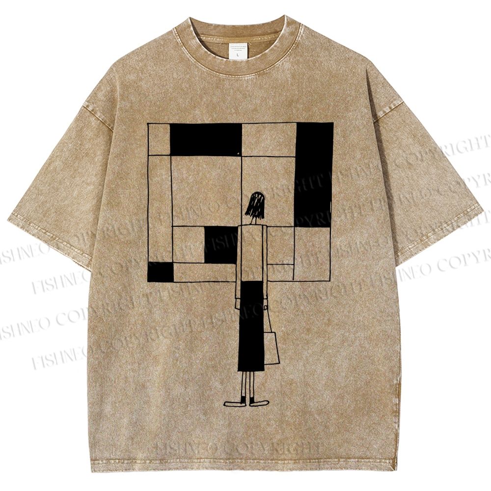 Unisex Funny painting Printed Washed Tee