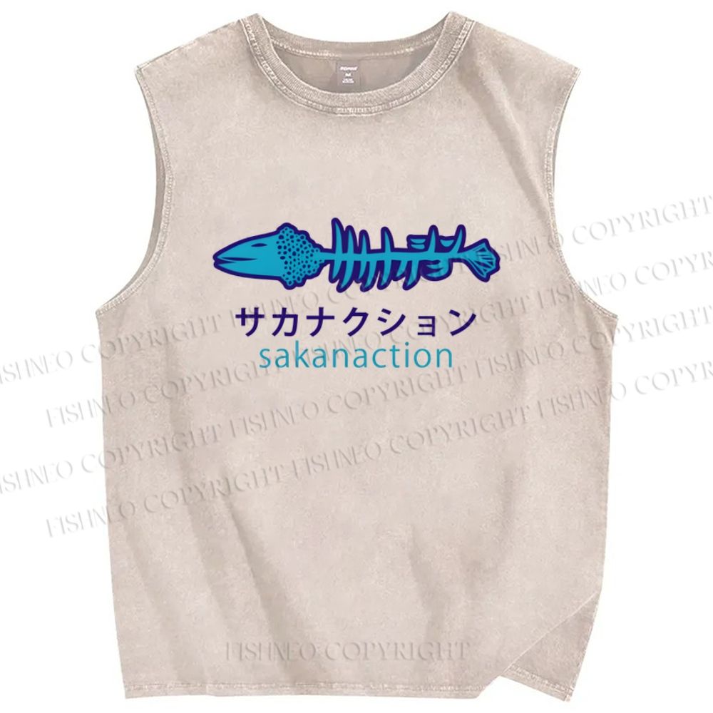 Unisex Sakanaction Printed Washed Tank Top