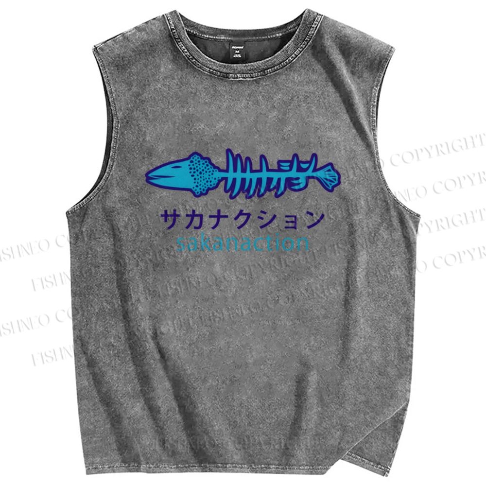 Unisex Sakanaction Printed Washed Tank Top
