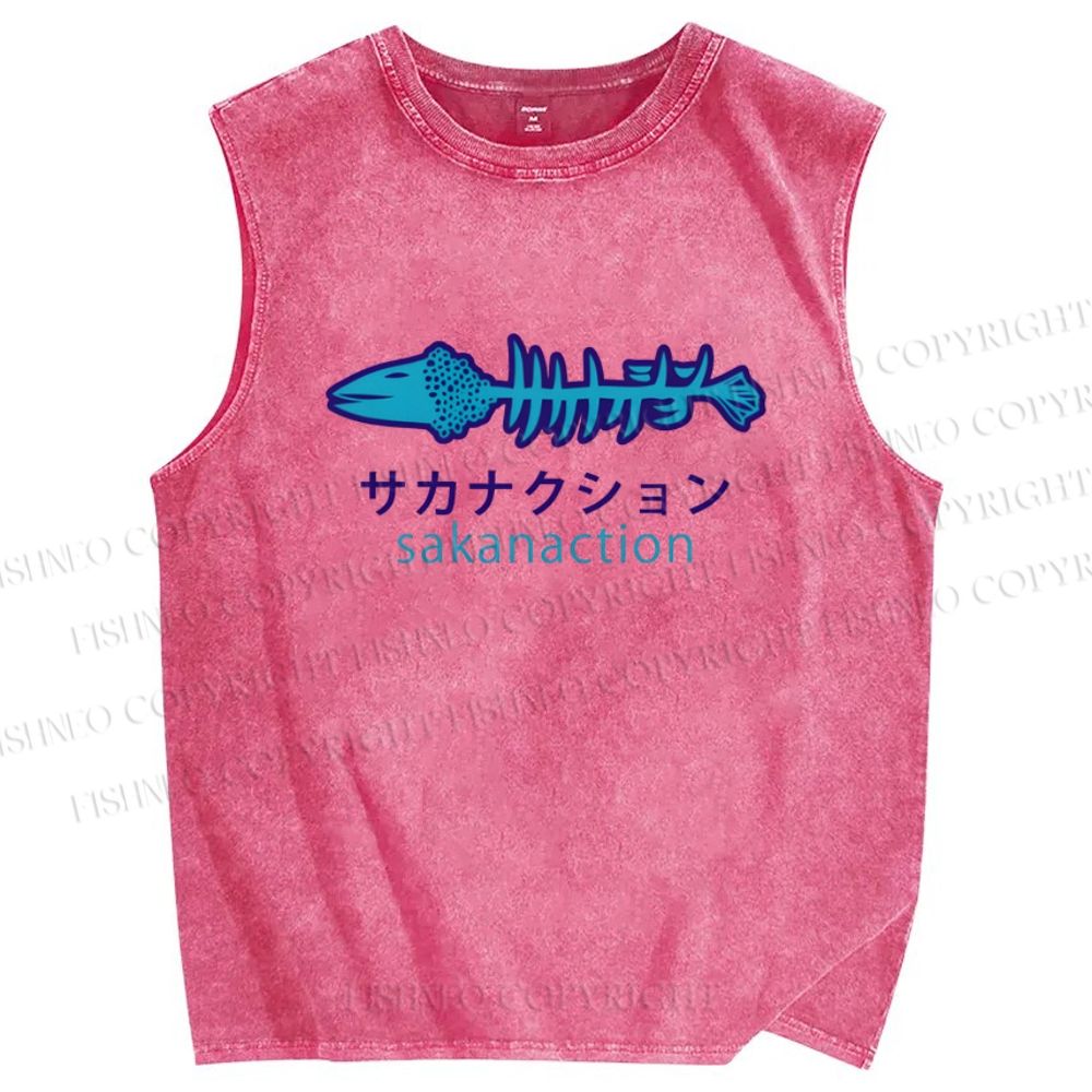 Unisex Sakanaction Printed Washed Tank Top