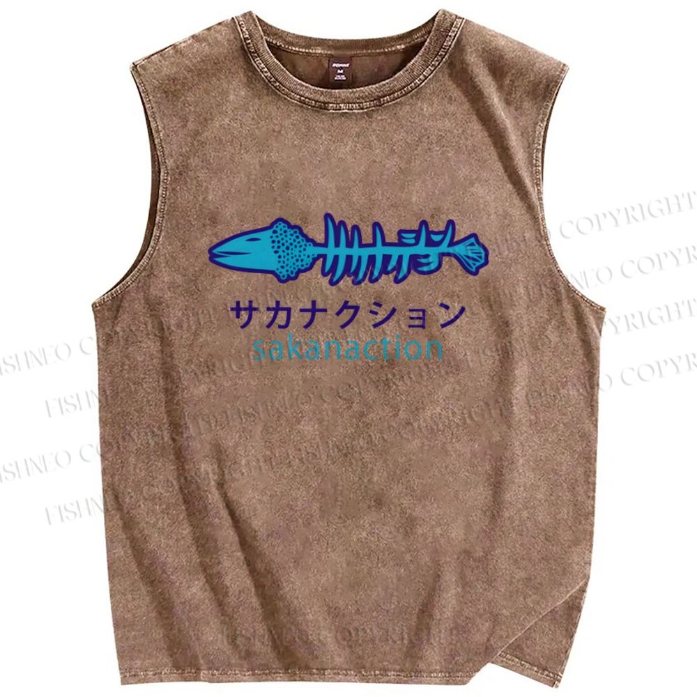 Unisex Sakanaction Printed Washed Tank Top
