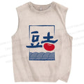 Unisex Waves Potatoes Printed Washed Tank Top