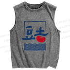 Unisex Waves Potatoes Printed Washed Tank Top