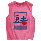 Unisex Waves Potatoes Printed Washed Tank Top