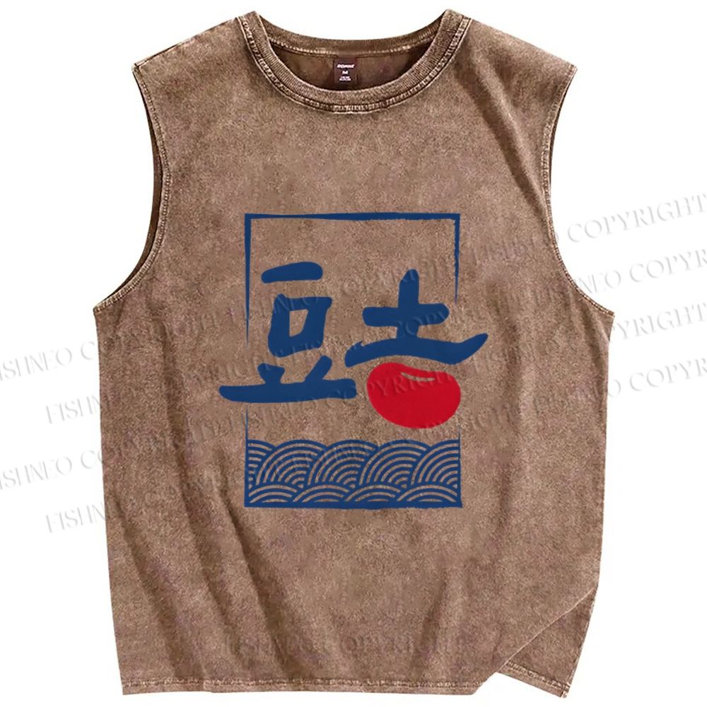 Unisex Waves Potatoes Printed Washed Tank Top