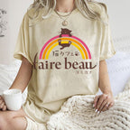 Unisex Faire Beau Cat Printed Washed Tee
