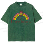 Unisex Faire Beau Cat Printed Washed Tee