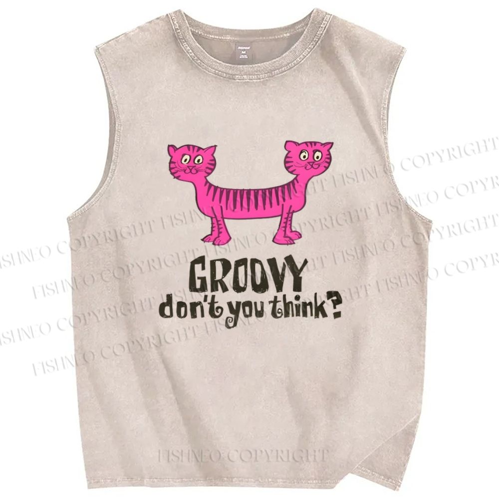 Unisex Groovy Don't You Think Printed Washed Tank Top
