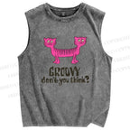 Unisex Groovy Don't You Think Printed Washed Tank Top