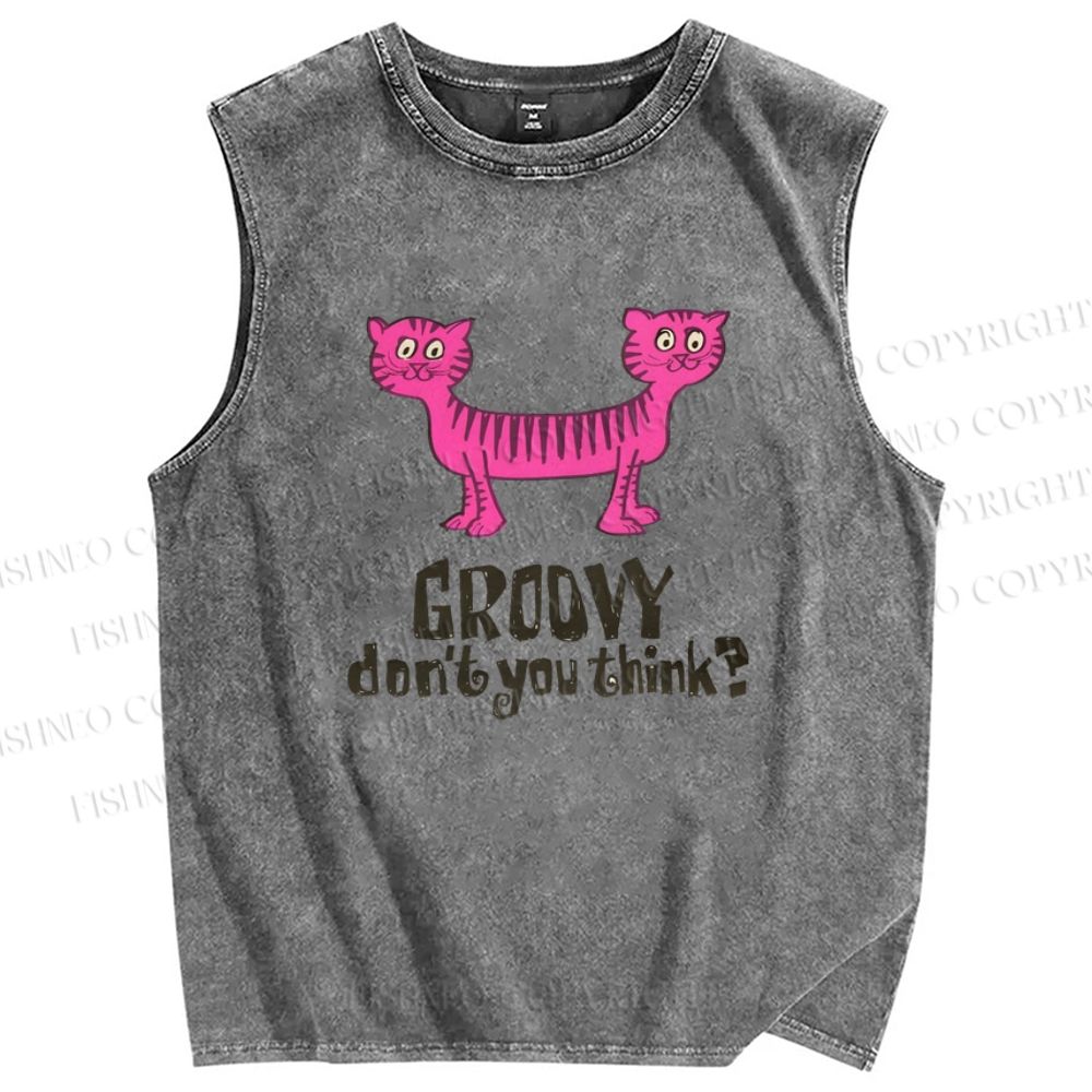 Unisex Groovy Don't You Think Printed Washed Tank Top
