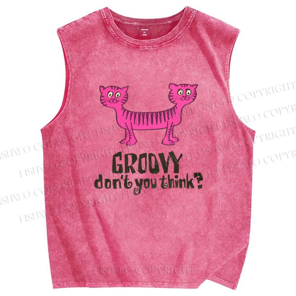 Unisex Groovy Don't You Think Printed Washed Tank Top