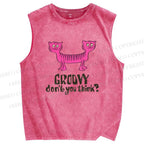 Unisex Groovy Don't You Think Printed Washed Tank Top