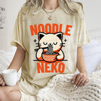 Unisex Noodle Neko Printed Washed Tee