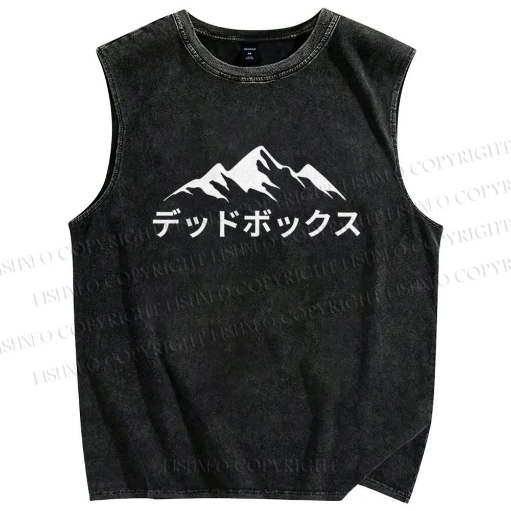 Unisex Mountain Printed Washed Tank Top