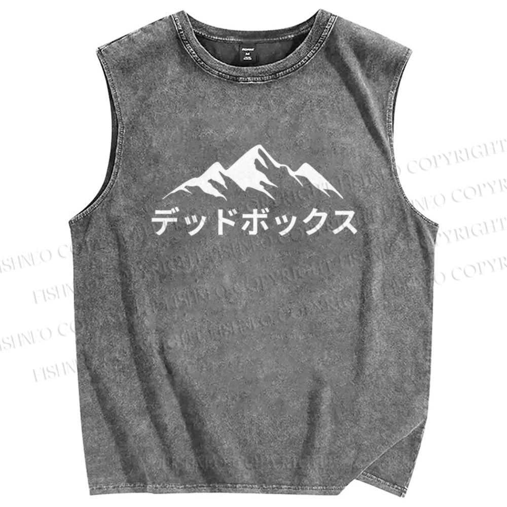 Unisex Mountain Printed Washed Tank Top
