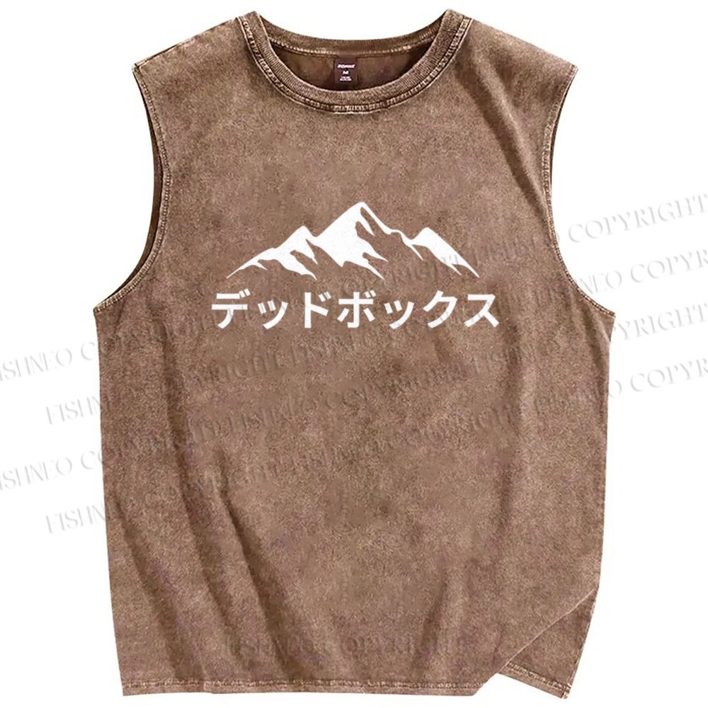 Unisex Mountain Printed Washed Tank Top