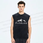 Unisex Mountain Printed Washed Tank Top