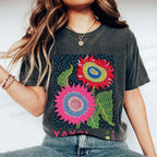 Unisex Yayoi Kusama Sunflower Printed Washed Tee