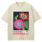 Unisex Yayoi Kusama Sunflower Printed Washed Tee