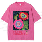 Unisex Yayoi Kusama Sunflower Printed Washed Tee