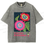 Unisex Yayoi Kusama Sunflower Printed Washed Tee