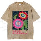 Unisex Yayoi Kusama Sunflower Printed Washed Tee