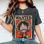 Unisex Luffy Printed Washed Tee