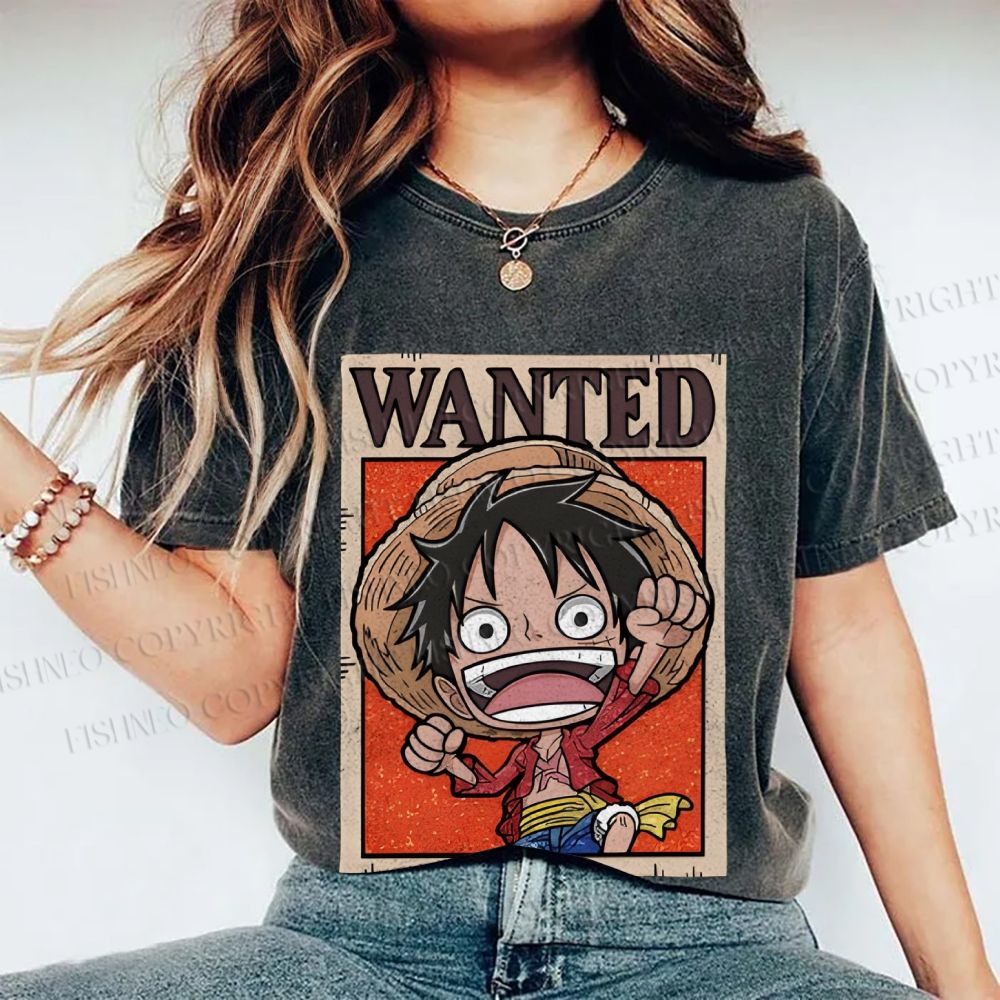 Unisex Luffy Printed Washed Tee