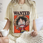 Unisex Luffy Printed Washed Tee