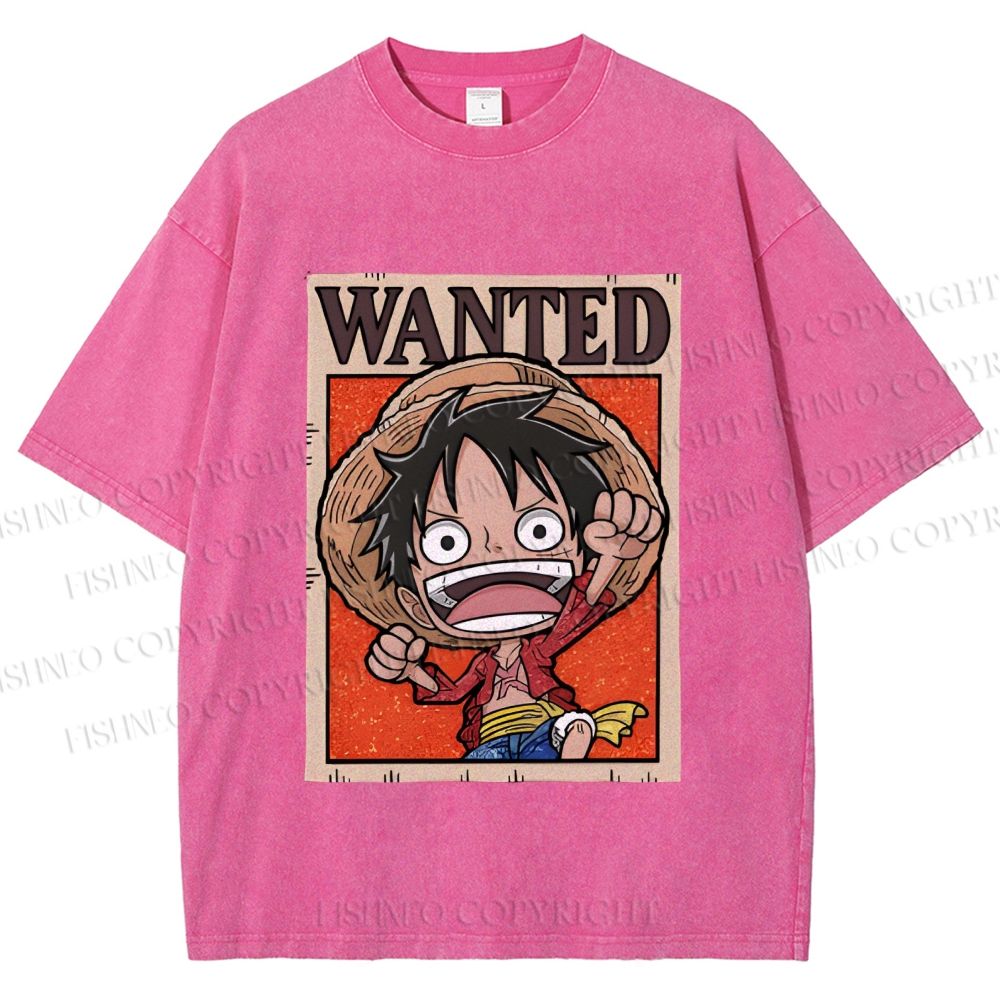 Unisex Luffy Printed Washed Tee