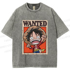Unisex Luffy Printed Washed Tee