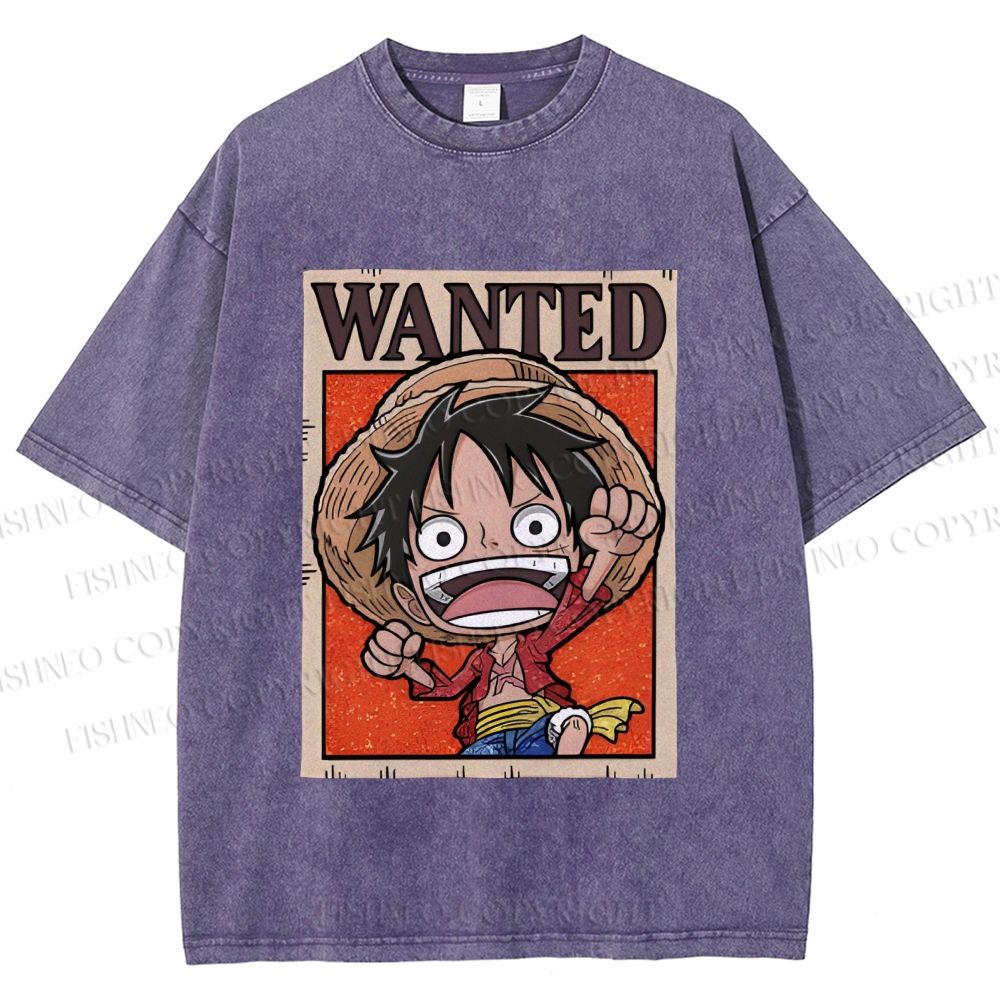 Unisex Luffy Printed Washed Tee