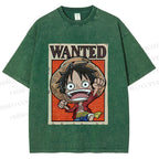 Unisex Luffy Printed Washed Tee