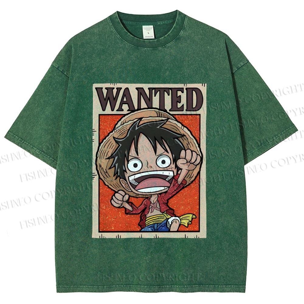 Unisex Luffy Printed Washed Tee
