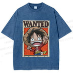 Unisex Luffy Printed Washed Tee