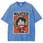 Unisex Luffy Printed Washed Tee
