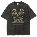 Unisex Panda Printed Washed Tee