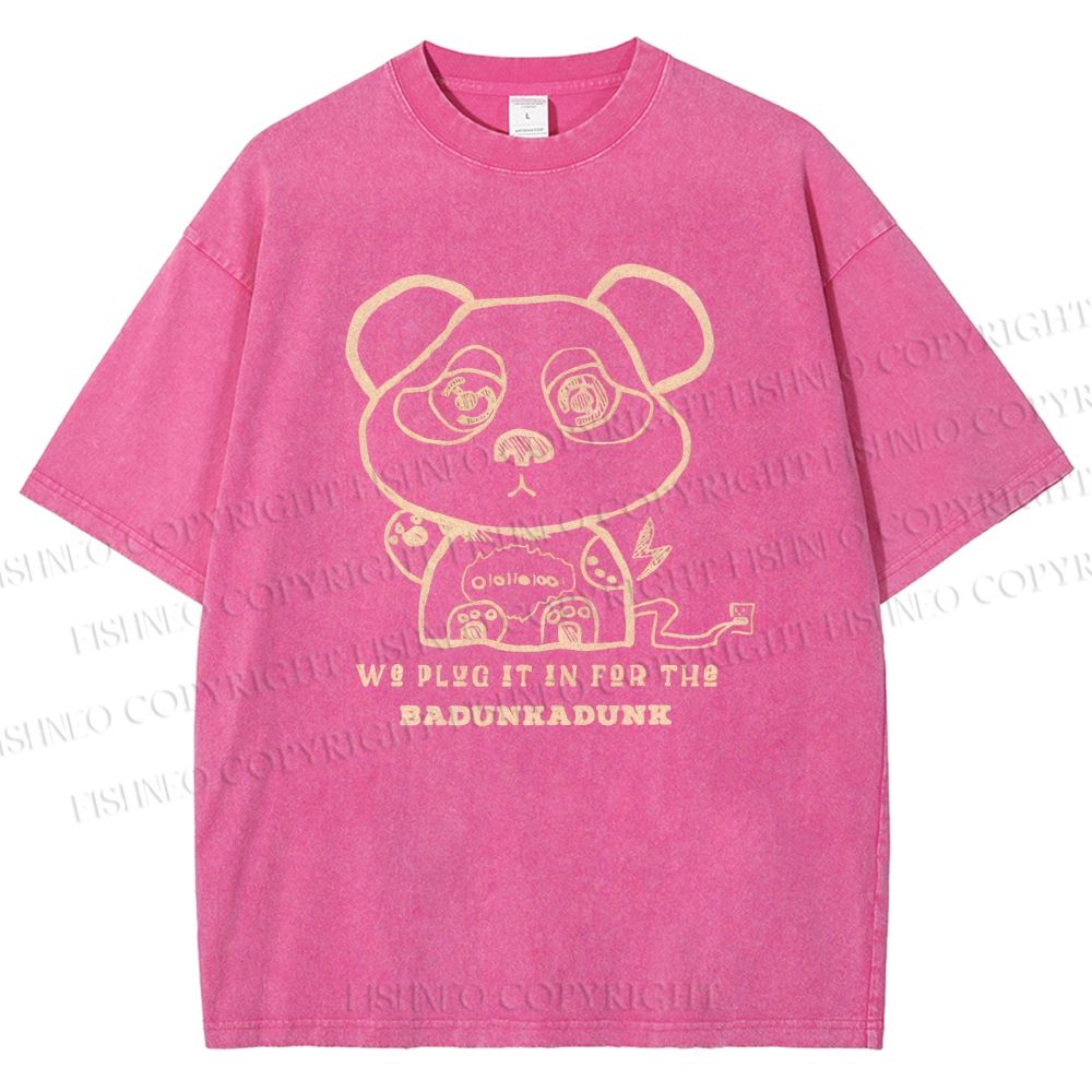 Unisex Panda Printed Washed Tee