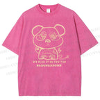 Unisex Panda Printed Washed Tee